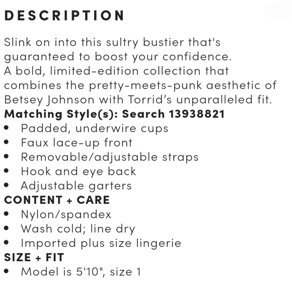 BETSEY JOHNSON Limited Edition TORRID Black Pink Bow Lace Bustier! 🎀 - Picture 10 of 11